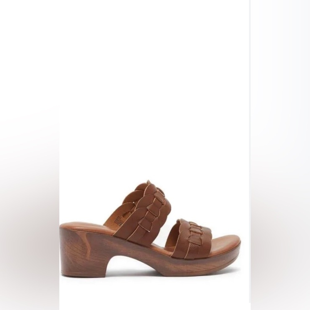 BOC by Born Jillian Block Heel Double Strap Slide Sandal Tan Clog Womens size 9M